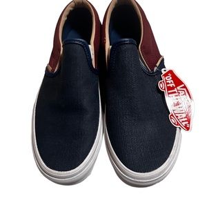 NWT Vans Unisex Off The Wall Slip On Navy Maroon Skate Shoes M6.5W8